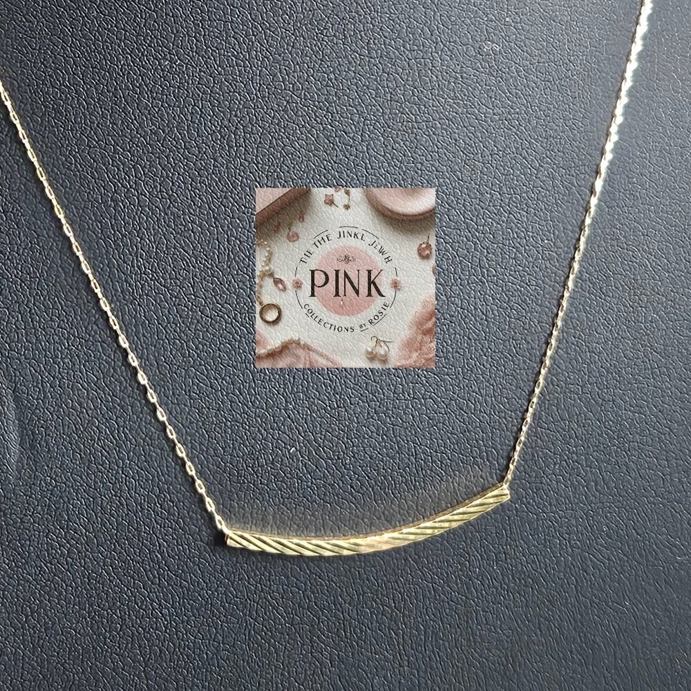 SOLD New Bar Necklace in K18 real Gold Stamped - Picture 3 of 5